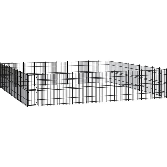 Outdoor Dog Kennel Steel 92.16 m² Vidaxl Black