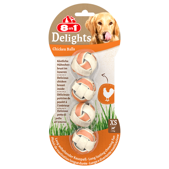 8in1 Delights Meaty Chewy Balls - Saver Pack: 3 x XS (4 Balls, 36g)