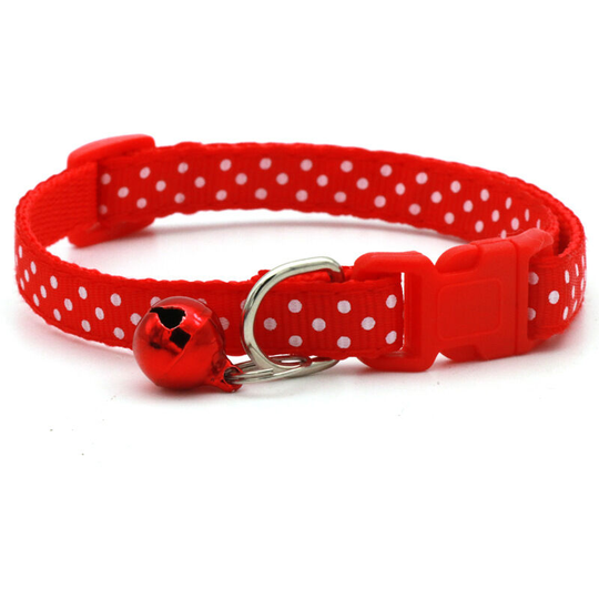 Set of 3 Different Color Christmas Pet Collars, Wave Point Pattern Adjustable Ring | Cute Fashion Nylon Collar for Small Size Cat