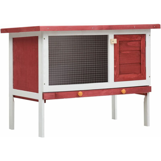 Topdeal - Outdoor Rabbit Hutch 1 Layer Red Wood FF170830_UK