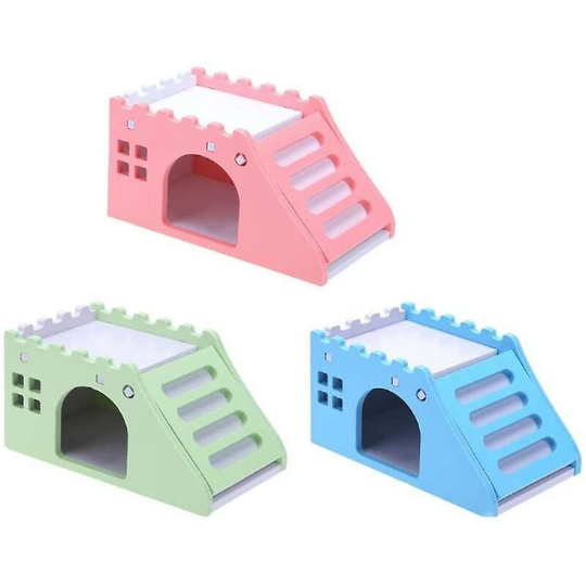 Lovely Wooden Hamster House Toy Small Animals Pet Mini Viewing Platform Creative And Useful-green - Muff