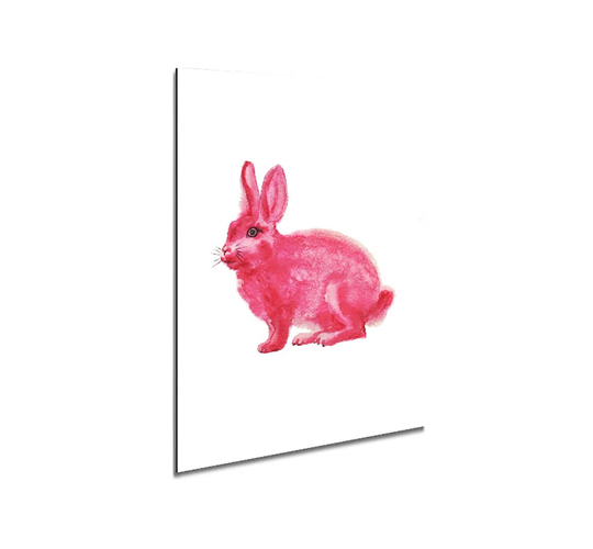 Pink Rabbit Love - Unframed Graphic Art on Metal