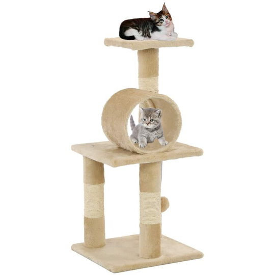 Cat Tree with Sisal Scratching Posts 65 cm Beige VDTD07154 - Topdeal