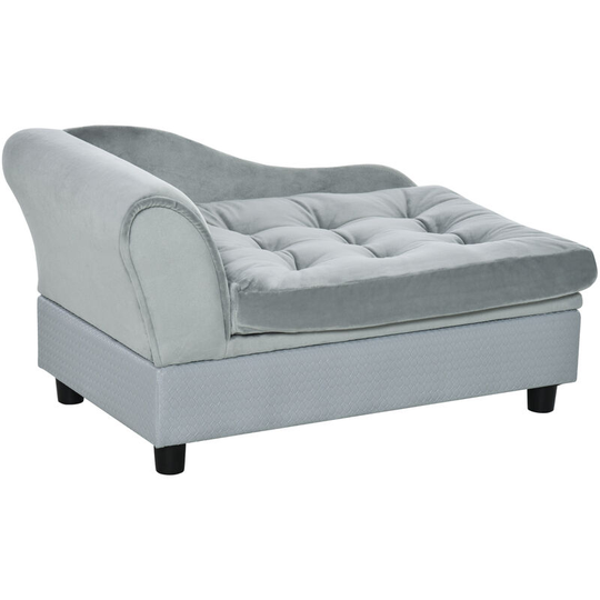 PawHut Pet Sofa Dog Chair Cat Couch w/ Storage, Cushion - Light Blue - Blue
