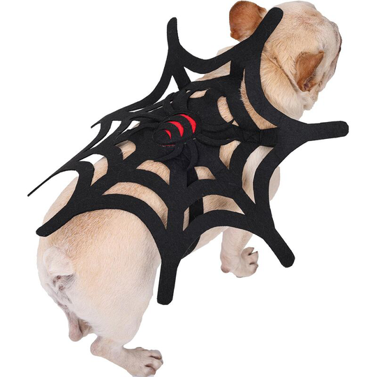 Pet Costume Spider Web Cat Dog Halloween Christmas Dress Up Prop Party Costume (Black-Large)