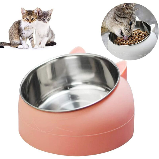 Food Bowl, Angled Cat Bowl, Cat Bowl, Pet Bowl Set, Cat Bowl with Raised Support, Removable Cat and Dog Bowl (Pink)
