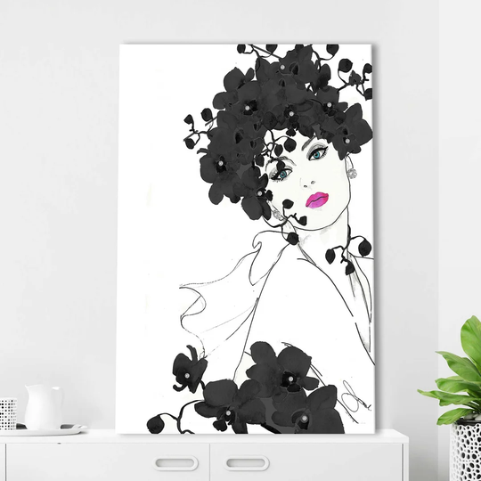 In Bloom in Black by Jodi - Wrapped Canvas Painting Print