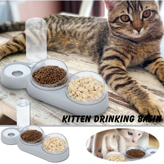 Pet Cat Bowl Automatic Feeder Dog Cat Food Bowl With Three Bowls Cat Food Bowl Drinking Water a Pet Food Bowl Dog Supplies