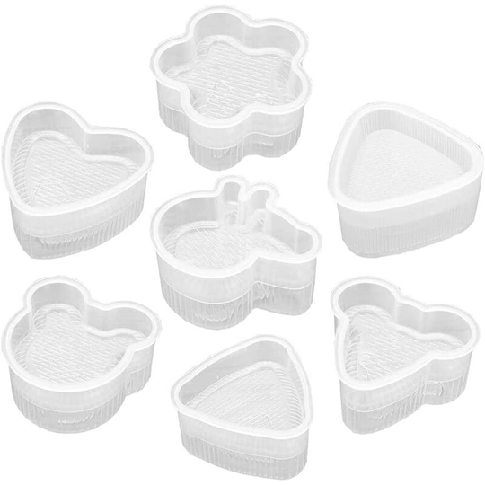 Perle Rare - 7 Pieces Bento Presses, Triangle Sushi Molds, Sushi Kit, Sushi Making Kit For Beginners, Easy Clean Nonstick Surface, For Sushi