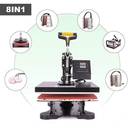 Crenex 1000W 8in1 T-Shirt Heat Press Machine 38x38cm Mouse Pad