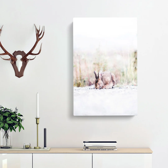 Rabbit Grazing - Wrapped Canvas Graphic Art Print