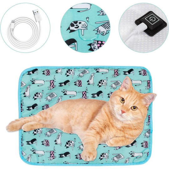 Cat heating pad, cat heating pad, pet heating pad, dog and cat heating mat, usb interface, 3 adjustable temperatures, Suitable for kittens and puppies