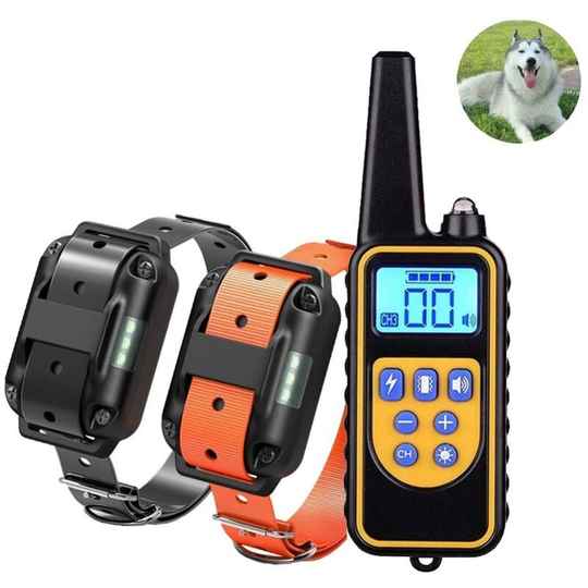 Deckon - Rechargeable training collar for two dogs, 800m range, with vibration, sound, static shock and light modes, suitable for small and medium