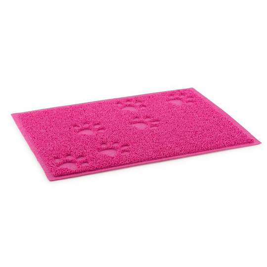 Pet Products Paw Design Non Slip Dog Feeding Mat (40 x 30cm) (Pink) - Pink - Ancol