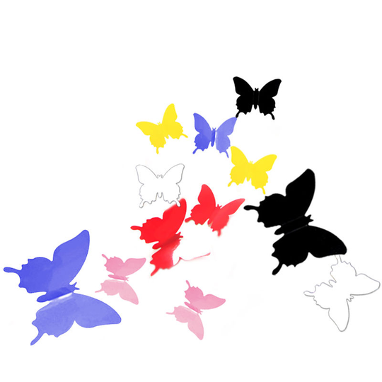 Mural Simulation 3D Butterfly Stereoscopic Hot Fashion Style Curtain Wall Sticker 12 Pieces, Mix color - Mix color