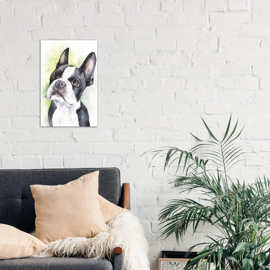 'Boston Terrier Puppy' Painting Print on Wrapped Canvas
