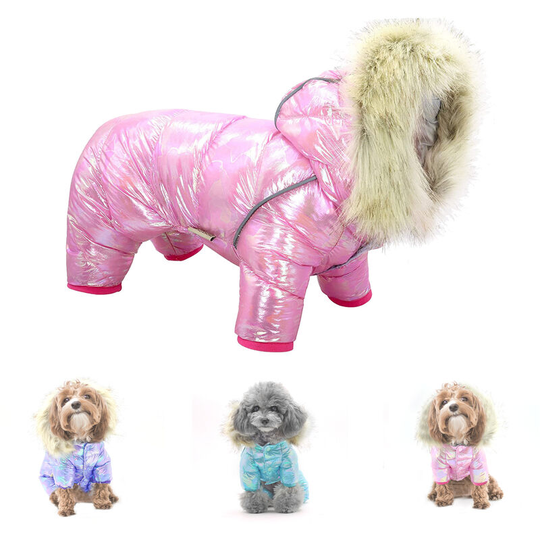 Pet Clothes Waterproof Pet Coat with Hat Winter Dog Outfits Warm Dog Apparel Soft Windproof for Small Medium Large Dogs Pet Fall Clothes Fashionable