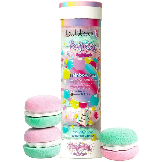 Bubble T Cosmetics Rainbow Tea Macaron Bath Bomb Stack (5 x 50g)
