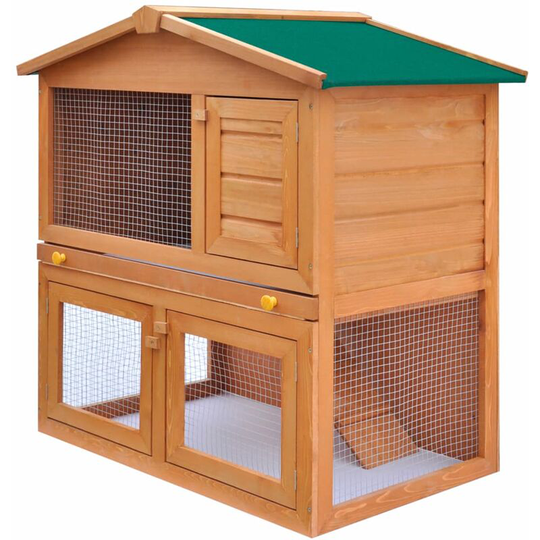 Topdeal - Outdoor Rabbit Hutch Small Animal House Pet Cage 3 Doors Wood VDTD06898