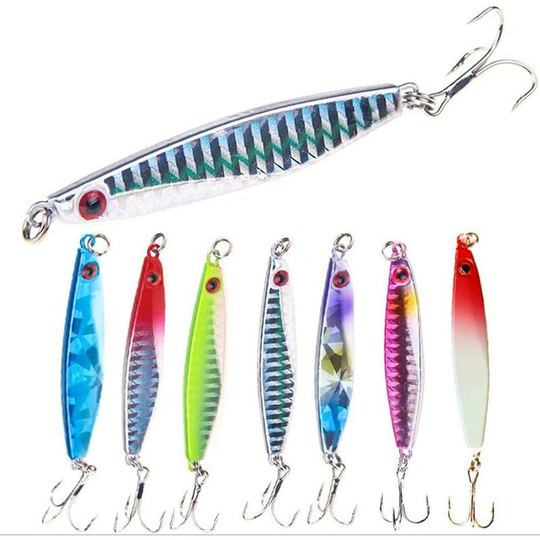7pcs Jigging Spoon Micro Spoon Jig Vertical Jigging Metal Dampening Fishing Fly Lure for Saltwater Freshwater Perch Fishing