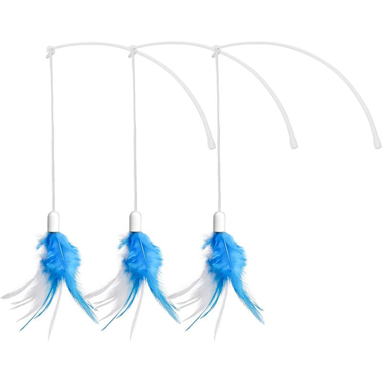 3 Pcs Interactive Cat Toy Indoor Feather Toy The Replacement Feather with Plastic Rod, Elastic Rope