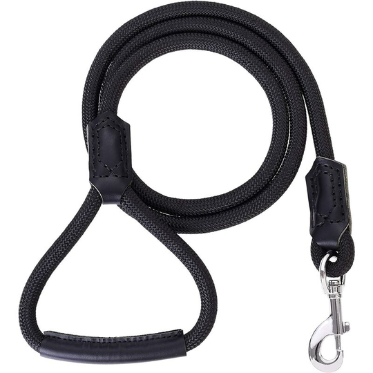 Mile High Living | Premium Leather Dog Leash | Heavy Duty Leash | Leather handle (120 cm, black)
