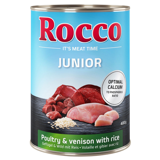 Rocco Junior 6 x 400g - Poultry with Game & Rice