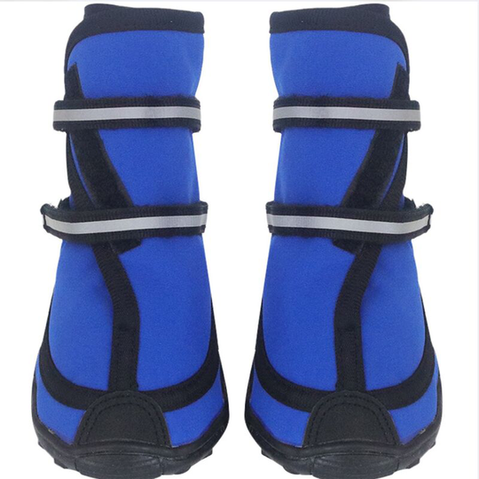 Waterproof Protective Dog Boots, Non-Slip Dog Laces Velcro Reflective Strips Warm Dog Shoes Heavy Duty Blue l