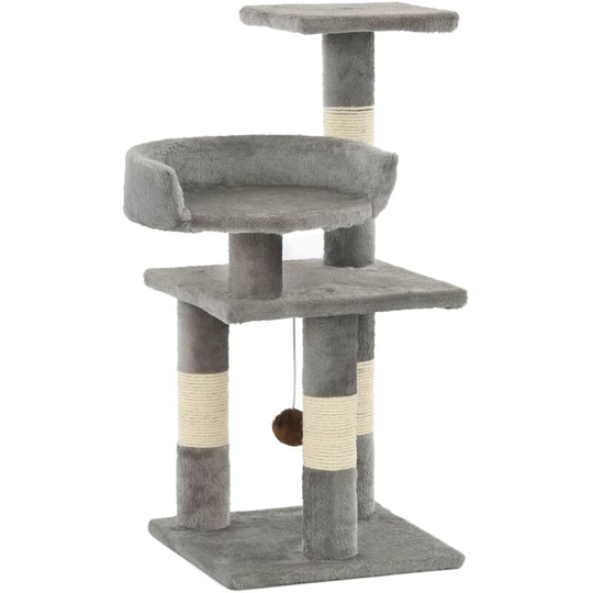 Cat Tree with Sisal Scratching Posts 65 cm Grey VDTD07163 - Topdeal