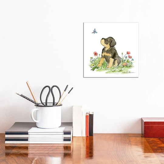 Miles the Rottweiler Puppy by Jasper And Ruby - Wrapped Canvas Painting on Canvas