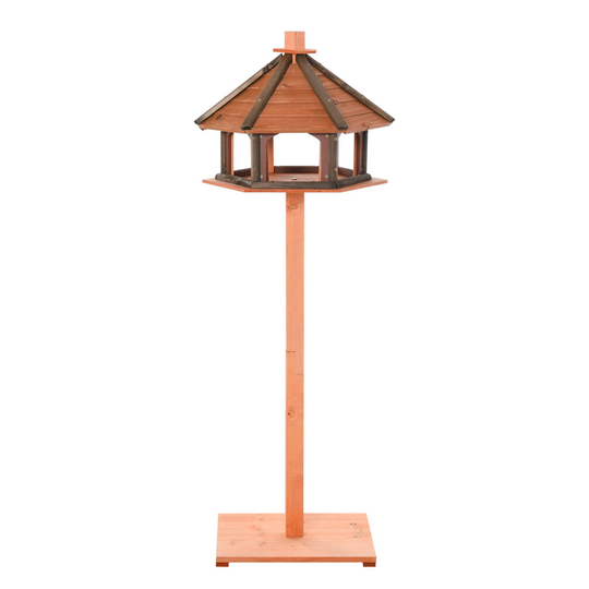 PawHut Wooden Bird Feeder Bird Table with Water-resistant Roof