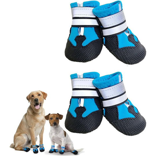 Dog boots, set of 4 shoes for non -slip dogs, protective boots for waterproof dogs for dogs of small and large size (xl, blue)