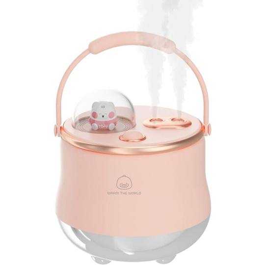Humidifier, 400ml Mini Portable Humidifier with Dual Nozzle Adjustable Personal Humidifier for Bedroom, Study, Office, Home, Pink