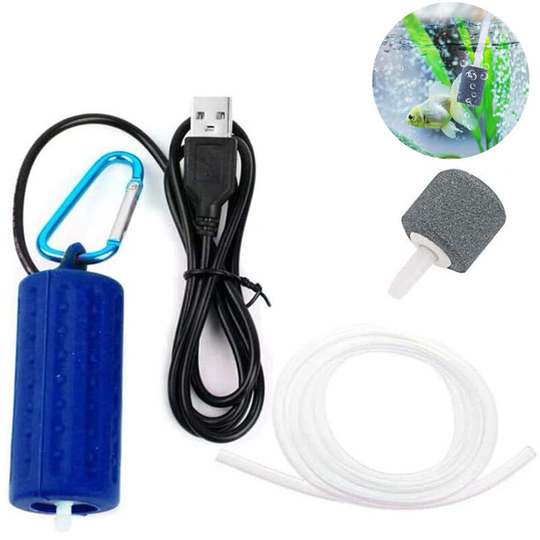 Aquarium air pump, ultra-quiet aquarium fish tank oxygen air pump, high efficiency, energy saving, plug and play, dark blue