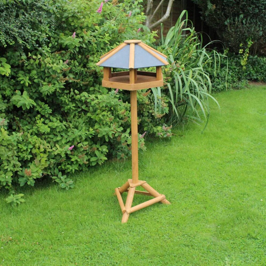 Hex Bird Table House Perch Slate Roof, 59 x 31 x 50cm
