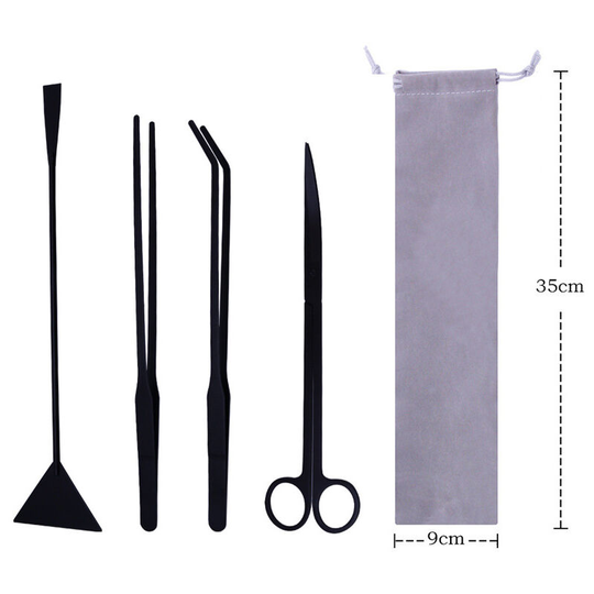 Sun Flowergb - Aquarium Tools Kit, 4 in 1 Antirust Aquatic Plant Tool Stainless Steel Tweezers Scissors Spatula for Cleaning Aquarium Tank