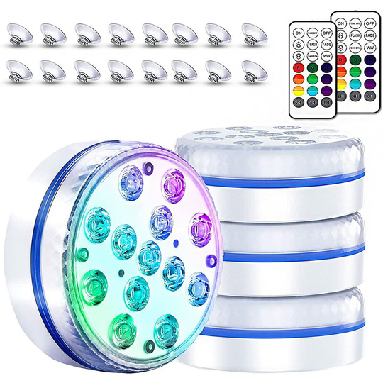 Aougo - Submersible led Light, Multi-color Underwater Waterproof Pool Spotlight with Remote Control, Above Ground Swimming Pool Lights, for Fish