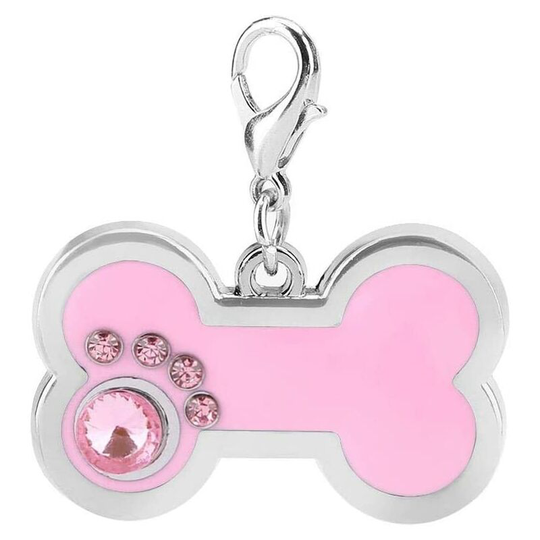 Litzee - Pet id Tags, Alloy Personalized Dog Tags Cat Tags Blanks Tags Dog Bone Charm Pet Pendant for diy Necklace Making (Pink)