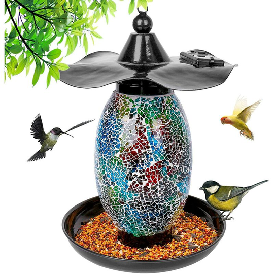 Solar Hanging Bird Feeder Garden Lantern Bird House Outdoor Decor