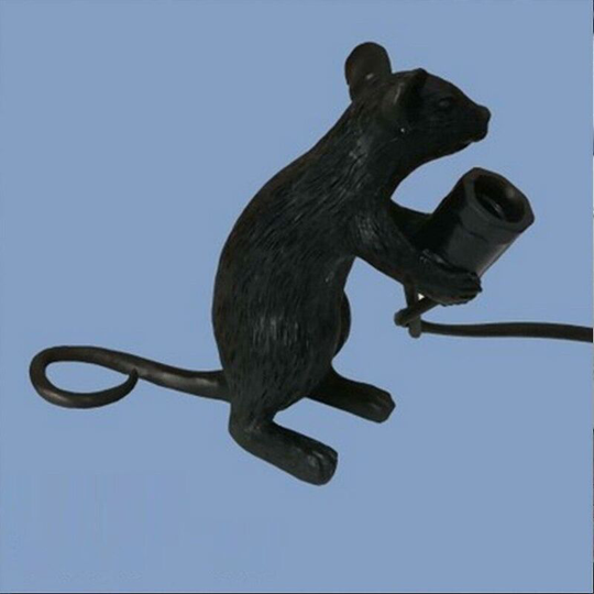 Creative 3 Styles Resin Mouse Lamp For Bedroom, Study Desk - Black Style B