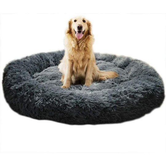 Rhafayre - Washable Extra Large Round Soft Dog Bed with Cushion,Deluxe Dog Basket Cushion Donut Basket Large Dog Bed,L-80cm,Dark Gray