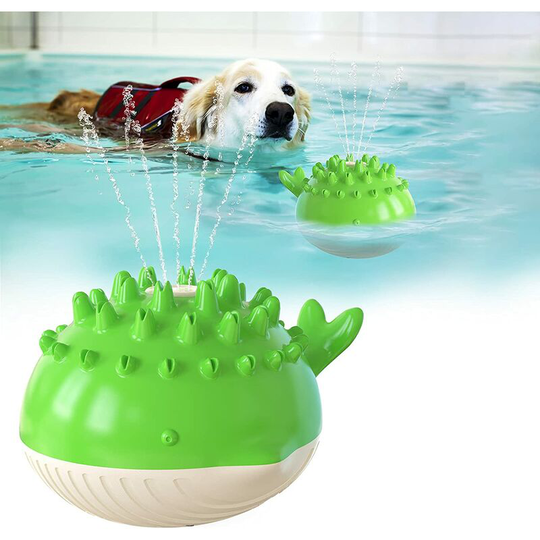 Dog Water Toy Summer Electric Water Spray Chew Toy Pool Toys Floating Toys for Interactive Fetch & Play (Green)