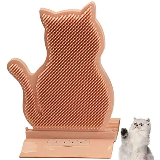 Cat Scratching Massage Toy with Catnip, Cat Wall Angle Massage Brush, Grooming Comb, for Long and Short Hair Cat (Pink)