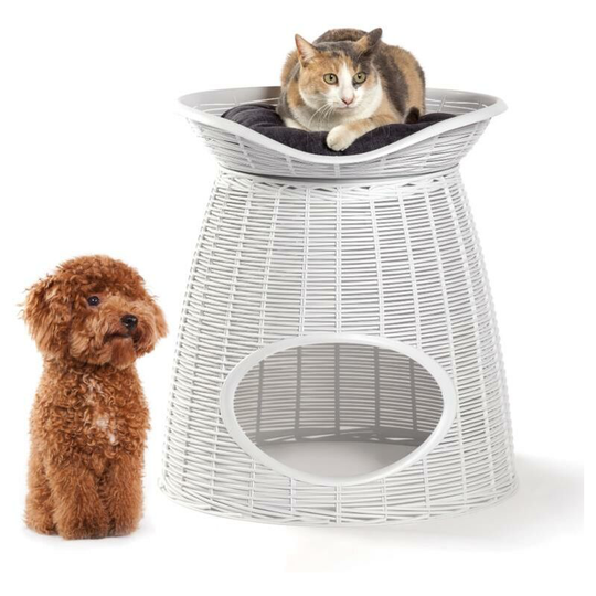 Frankystar - Pasha - Dual compartment kennel for cats and dogs. Polyethylene pet bed with straw-effect finish supplied with 2 cushions. Colour Ice