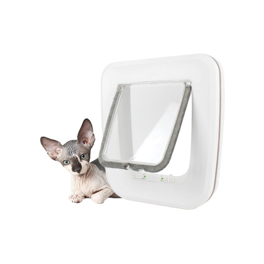 Manual Lock Cat Flap, Easy Installation, 4 Way Manual Lock, for Cats up to 8kg, Energy Efficient, Adaptable, Accessories Available, White Plastic