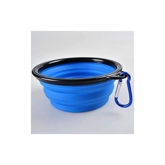 Dog Travel Bowls Pets Cats Puppies Water Feeding Bowls for Walking Camping Outdoors (Small, Blue)