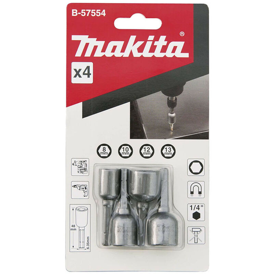 B-57554 1/4' Hex Magnetic Nut Setters (4 Piece) - Makita