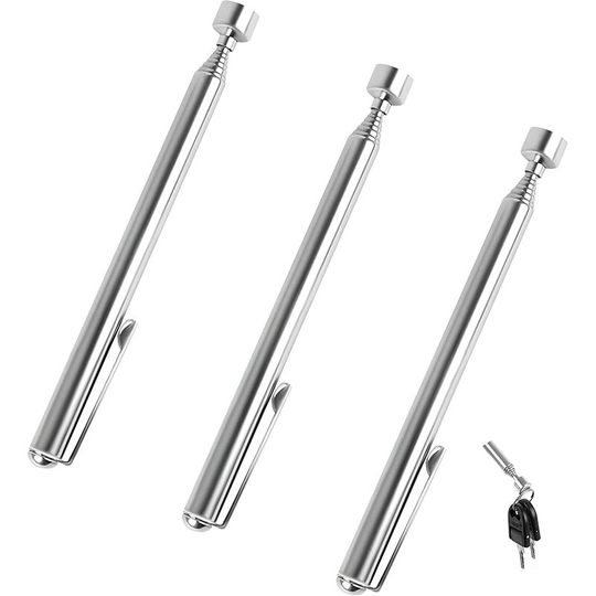 Telescopic Magnetic Pickup Tool 3 Pcs Flexible Magnetic Pickup Tool Retractable Pickup Rod Stick with Key Pocket Clip Pliers Screws Nuts Bolts