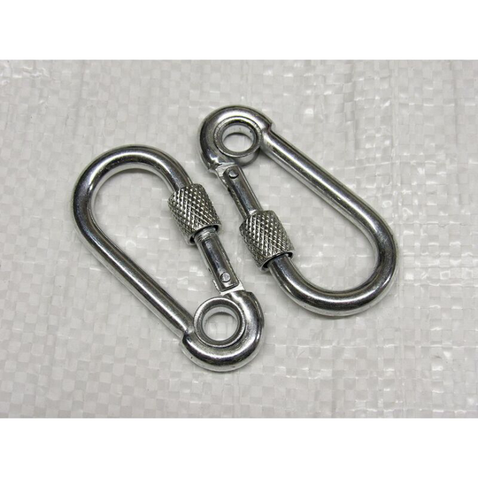 X2 6MM Zinc Plated Carbine Hooks With Screw Nut And Eyelet - Marine Secure Gate Rope Karabina bzp