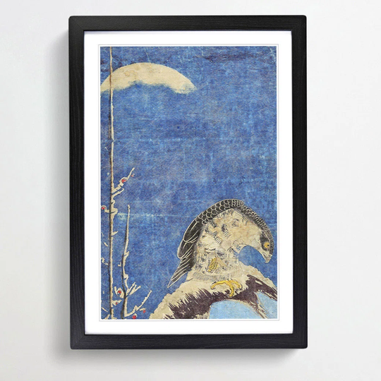 Hawk Perched on a Branch by Isoda Koryusai - Picture Frame Painting Print